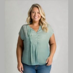 Mandy Evans mint green blouse size 1X